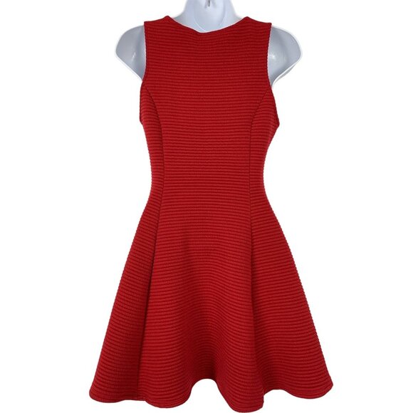 Dina Be Womens Red Sleeveless Textured Fit & Flare Dress Size XS - Picture 5 of 11